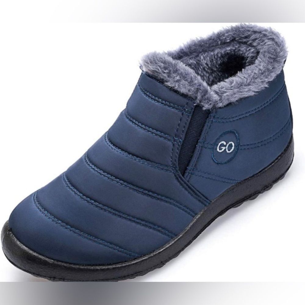 HARENCE Womens Winter Snow Boots Fur Lined Warm Ankle Boots Slip On Waterproof